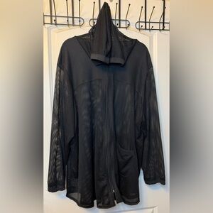 Jordan Taylor Beachwear Women’s 5X Black Mesh/Netted Hooded Swim-Coverup